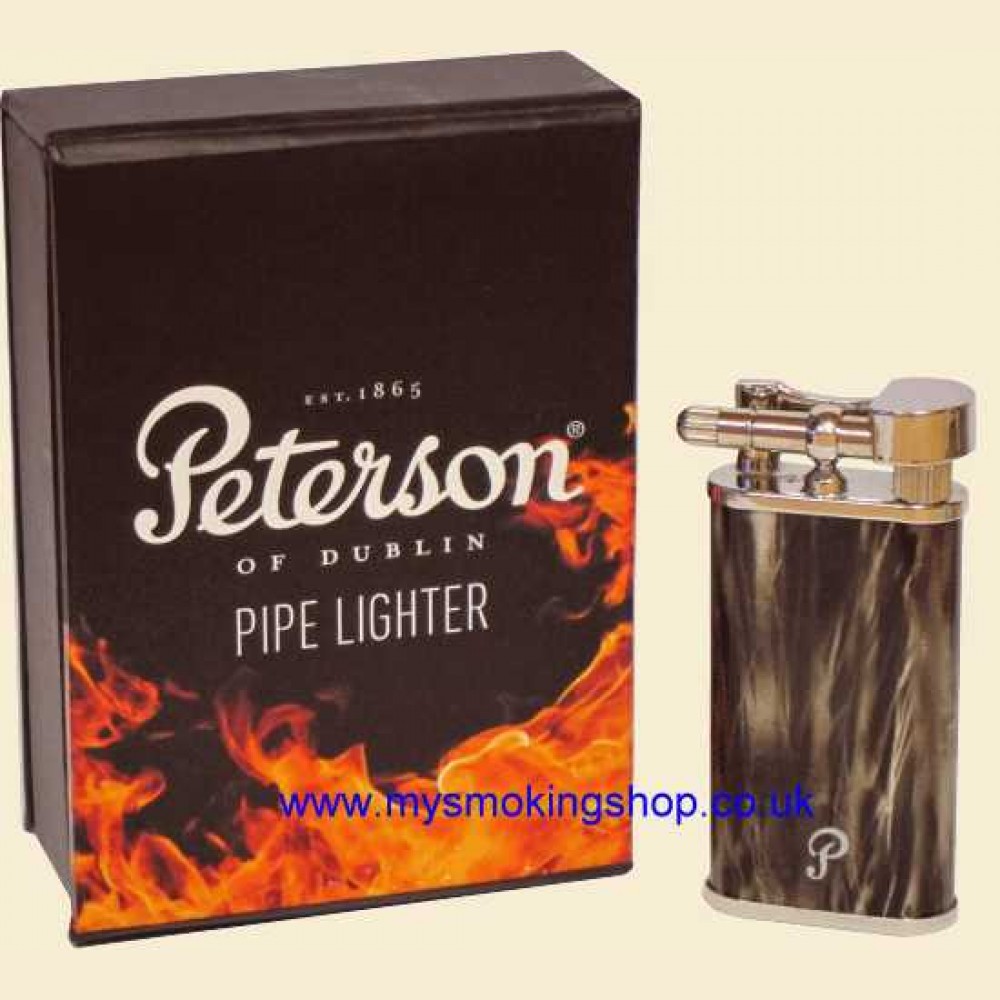 Peterson Grey Marble Lacquer Flint Gas Pipe Lighter